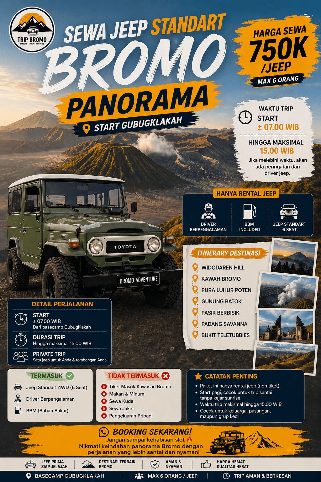 Sewa Jeep Standart Bromo Panorama